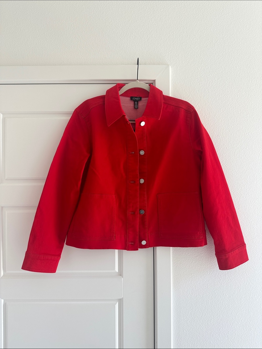NWT Jones New York Vibrant Red Denim Button-Front Jacket Medium